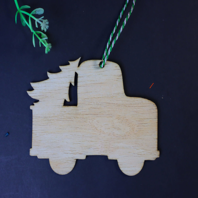 طرح تزیینات کامیون کریسمس مناسب برای استفاده در دستگاه های cnc چوب و cnc لیزر - laser cut christmas truck ornament cdr file