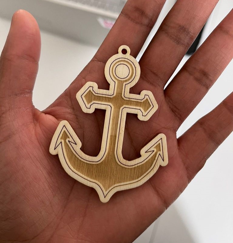 طرح جاکلیدی لنگر مناسب برای استفاده در دستگاه های cnc چوب و cnc لیزر - laser cut anchor keychain cdr file