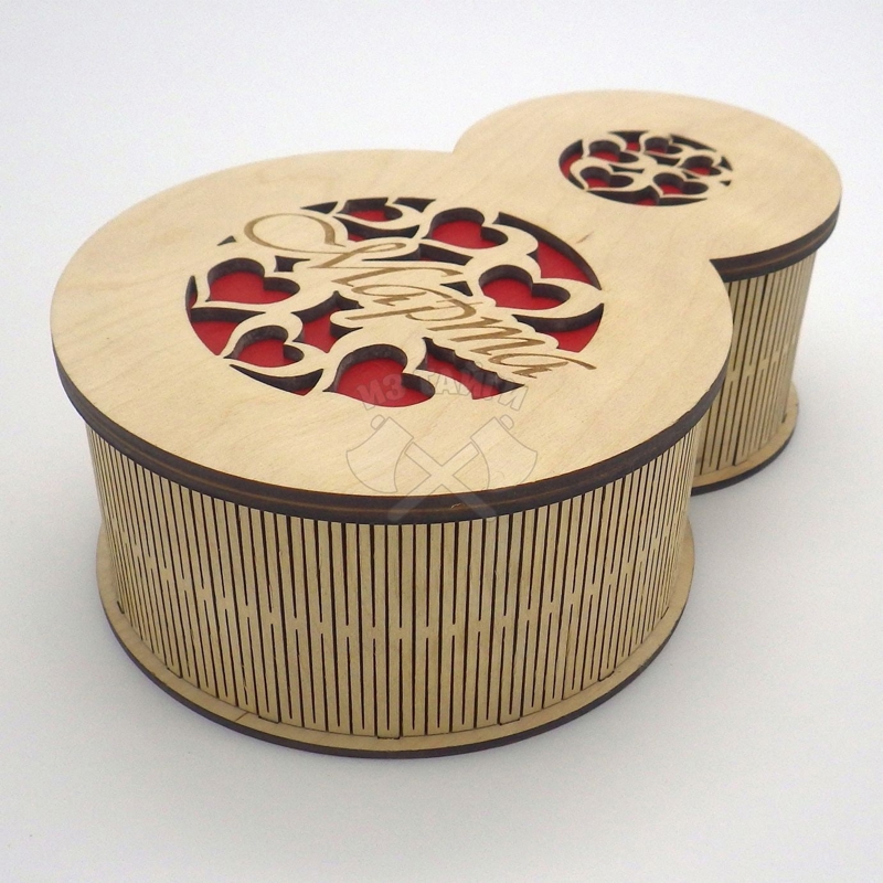 طرح جعبه هدیه شماره 8 مارس مناسب برای استفاده در دستگاه های cnc چوب و cnc لیزر - laser cut march 8 gift box cdr file