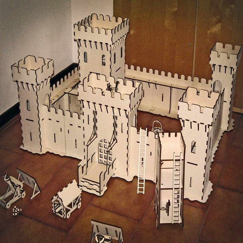 طرح قلعه مورد حمله اسباب بازی بچه ها مناسب برای استفاده در دستگاه های cnc چوب و cnc لیزر - laser cut castle under attack kids toys cdr file