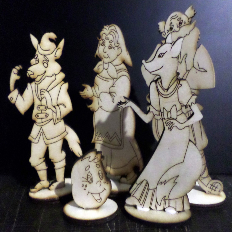 طرح مجموعه کاراکتر چوبی افسانه ای مناسب برای استفاده در دستگاه های cnc چوب و cnc لیزر - laser cut fairy tale wooden character set cdr file
