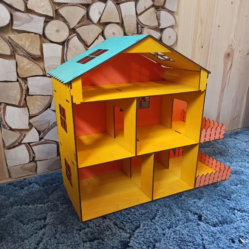 طرح خانه عروسک چوبی مناسب برای استفاده در دستگاه های cnc چوب و cnc لیزر - laser cut wooden doll house cdr file