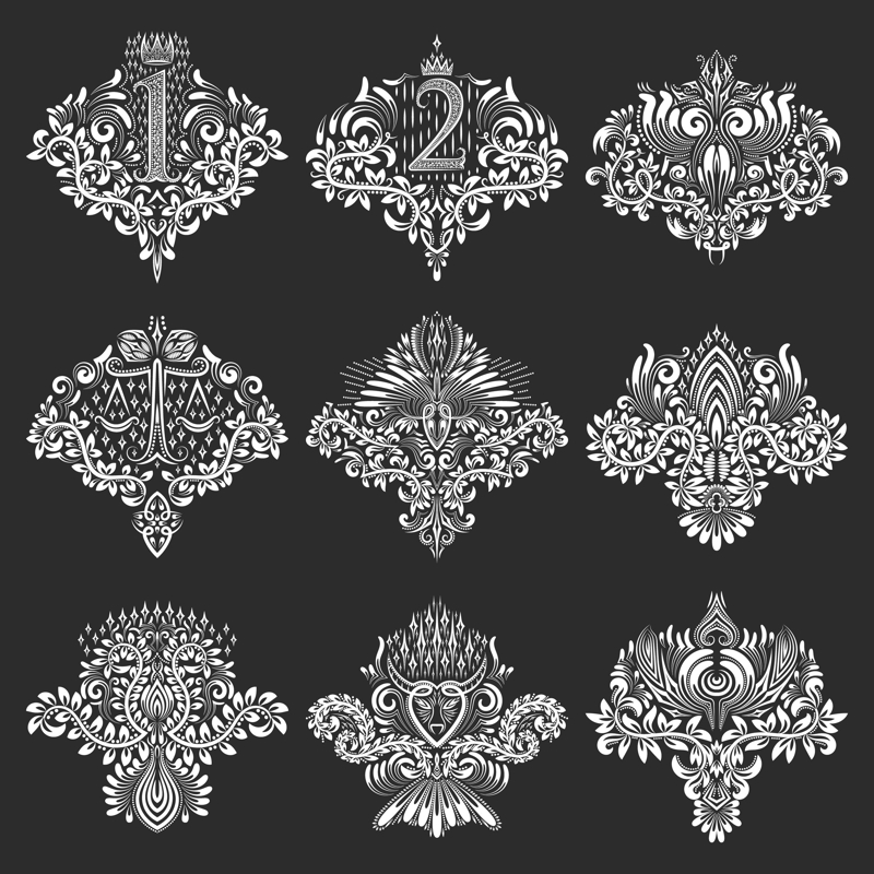طرح مجموعه المان های تزئینی مناسب برای استفاده در دستگاه های cnc چوب و cnc لیزر - set of ornamental elements eps file