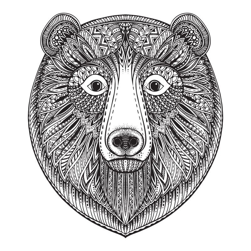 طرح خرس ذن تانگل مناسب برای استفاده در دستگاه های cnc چوب و cnc لیزر - zentangle bear eps file
