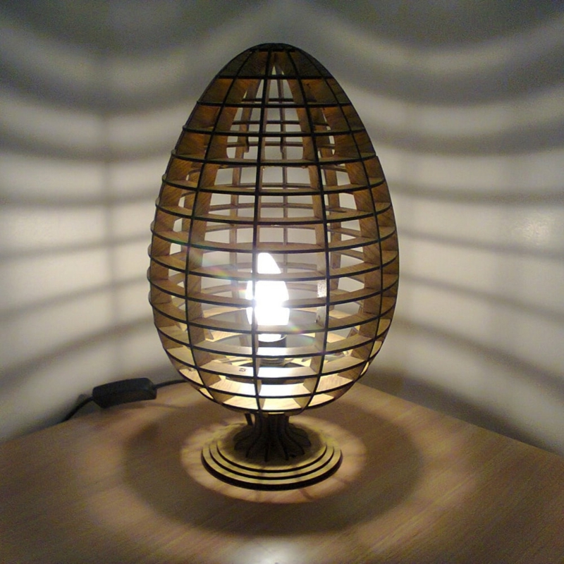 طرح چراغ رومیزی تخم مرغی مناسب برای استفاده در دستگاه های cnc چوب و cnc لیزر - laser cut egg table lamp cdr file