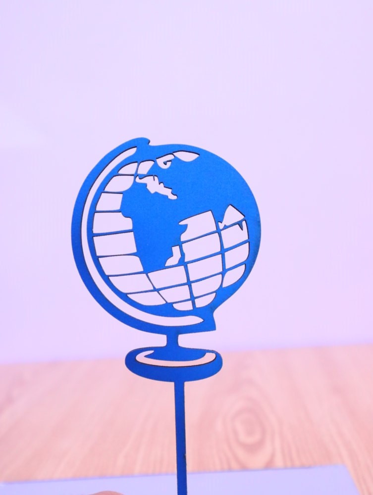 طرح رویه کیک کره زمین مناسب برای استفاده در دستگاه های cnc چوب و cnc لیزر - laser cut globe cake topper dxf file