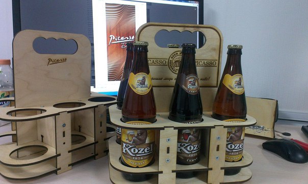 طرح پازل سه بعدی طرح کیف نوشابه مناسب برای استفاده در دستگاه های cnc چوب و cnc لیزر - diy beer tote 3d puzzle laser cut cdr file