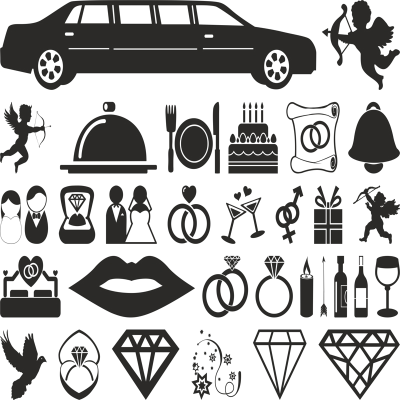 طرح مجموعه وکتور عروسی مناسب برای استفاده در دستگاه های cnc چوب و cnc لیزر - wedding vector pack cdr file