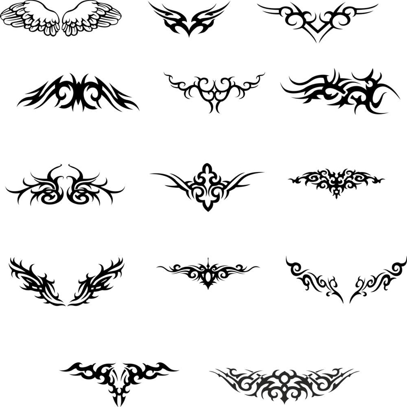 طرح فایل وکتور خالکوبی بال مناسب برای استفاده در دستگاه های cnc چوب و cnc لیزر - wings tattoo vector set cdr file