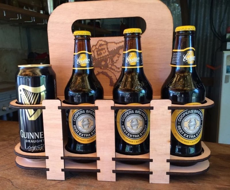 طرح جا لیوانی 8 تایی مناسب برای استفاده در دستگاه های cnc چوب و cnc لیزر - laser cut beer holder 8 pack cdr file