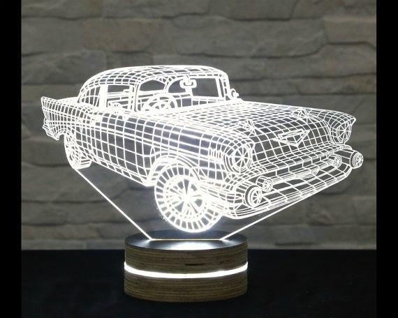 طرح چراغ خواب سه بعدی LED ماشین مناسب برای استفاده در دستگاه های cnc چوب و cnc لیزر - car 3d led night light cdr file
