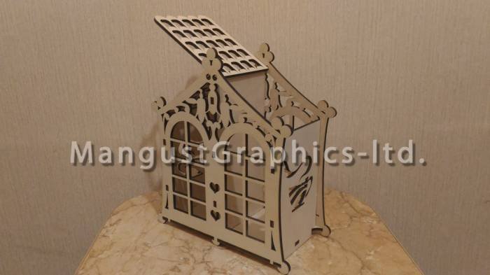 طرح چایخانه چوبی تزئینی مناسب برای استفاده در دستگاه های cnc چوب و cnc لیزر - laser cut decorative wooden tea house