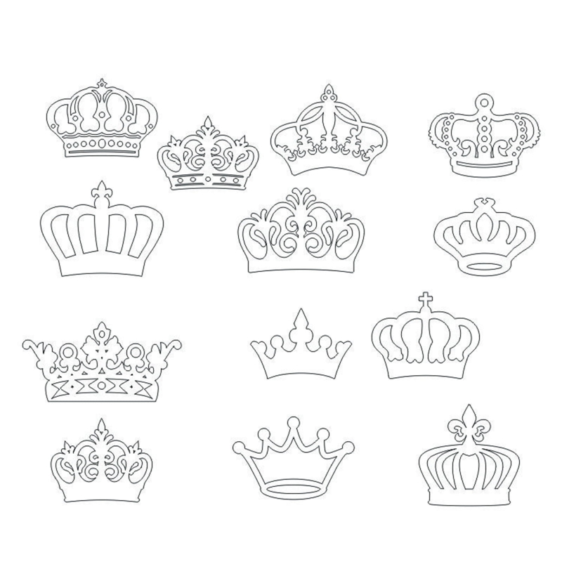 طرح مجموعه تاج‌ها، مناسب برای استفاده در دستگاه های cnc چوب و cnc لیزر - crowns set dxf file