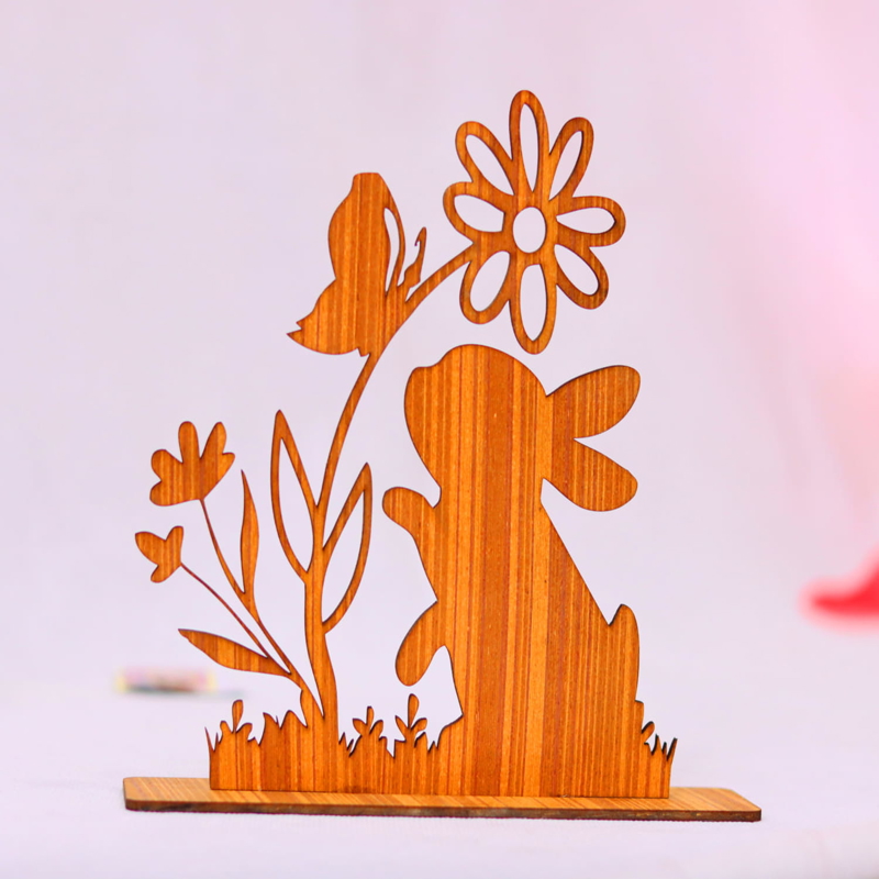 طرح سه بعدی خرگوش عید پاک مناسب برای استفاده در دستگاه های cnc چوب و cnc لیزر - laser cut easter bunny decor 3mm cdr file