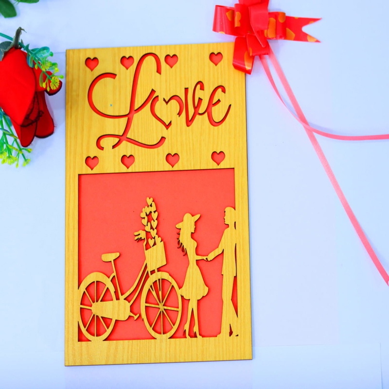 طرح کارت ویزیت ولنتاین مناسب برای استفاده در دستگاه های cnc چوب و cnc لیزر - laser cut valentines day card cdr file
