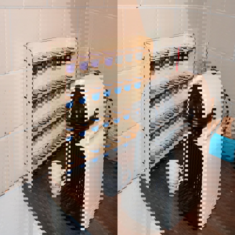 طرح قفسه قهوه خوری مناسب برای استفاده در دستگاه های cnc چوب و cnc لیزر - laser cut coffee pod rack svg file