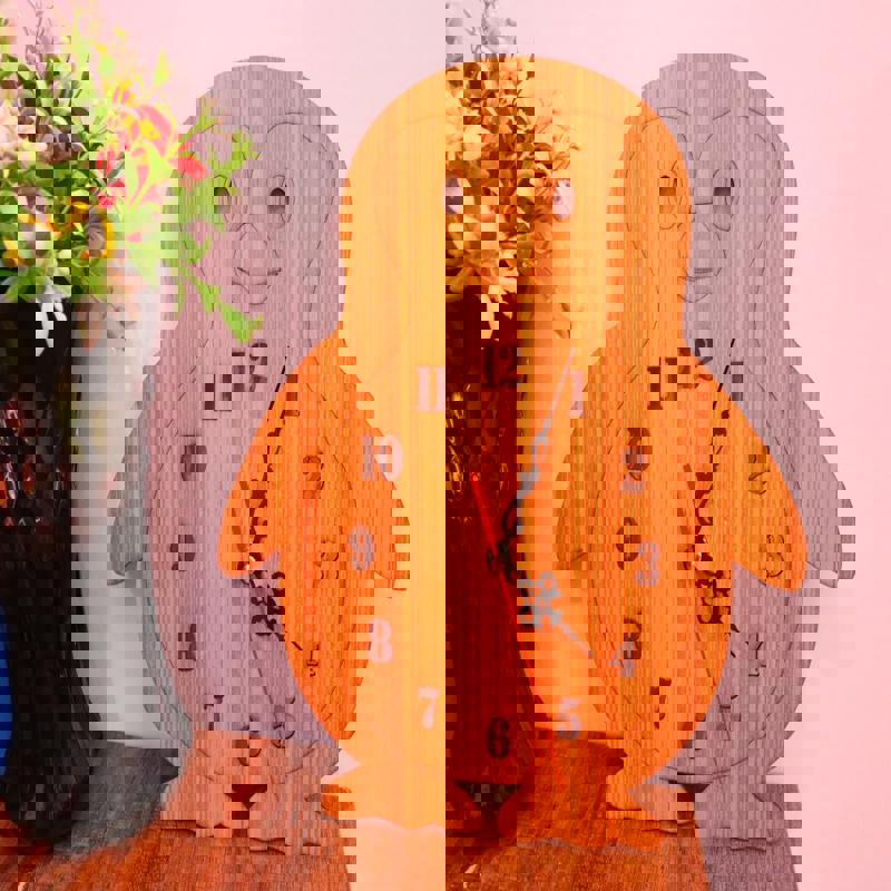 طرح ساعت دیواری طرح پنگوئن مناسب برای استفاده در دستگاه های cnc چوب و cnc لیزر - laser cut penguin wall clock cdr file