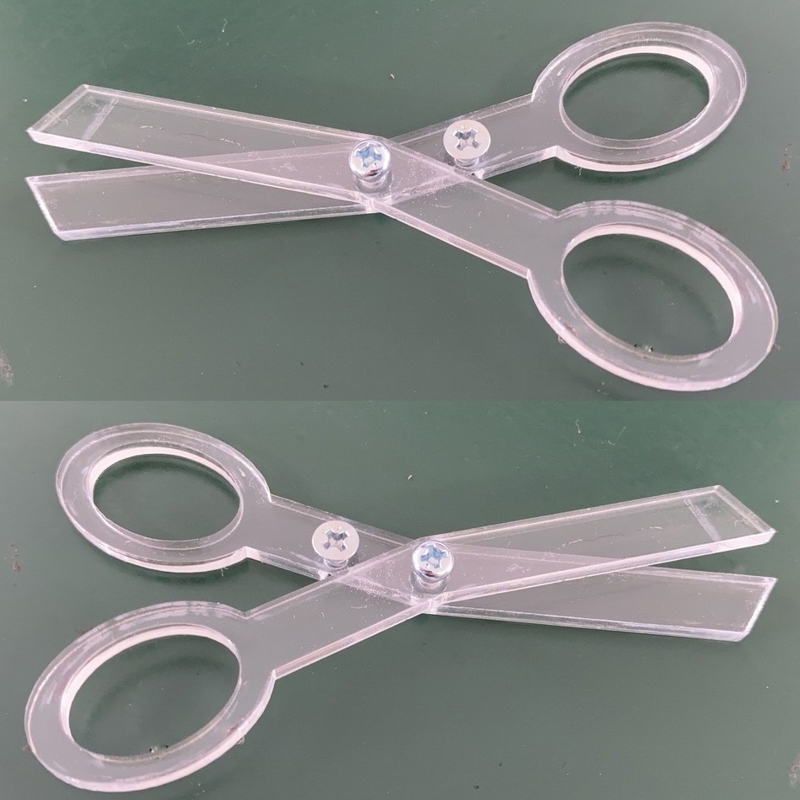 طرح قیچی اکریلیک ۳ میلی‌متری مناسب برای استفاده در دستگاه های cnc چوب و cnc لیزر - laser cut acrylic scissors 3mm svg file