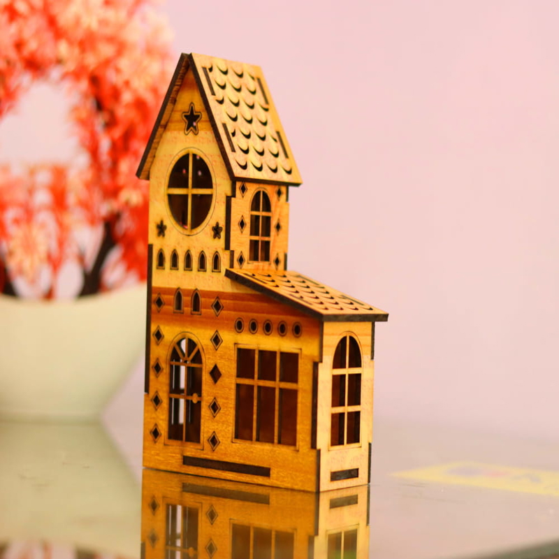 طرح خانه مینیاتوری مناسب برای استفاده در دستگاه های cnc چوب و cnc لیزر - laser cut miniature house kit cdr file