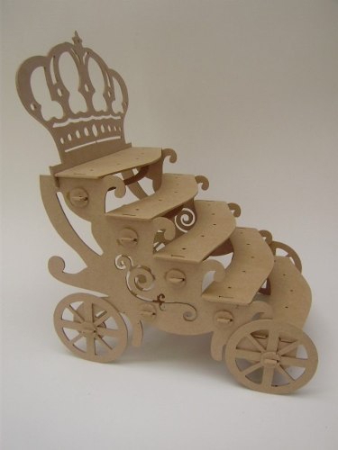طرح تاج و پایه کاپ کیک طرح کالسکه مناسب برای استفاده در دستگاه های cnc چوب و cnc لیزر - laser cut crown carriage cupcake stand cdr file