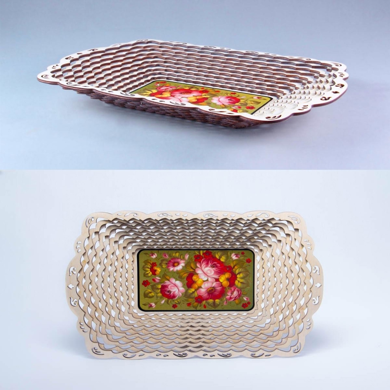 طرح سبد هدیه کریسمس سبد آبنبات چوبی مناسب برای استفاده در دستگاه های cnc چوب و cnc لیزر - laser cut christmas gift basket wooden candy basket dxf file