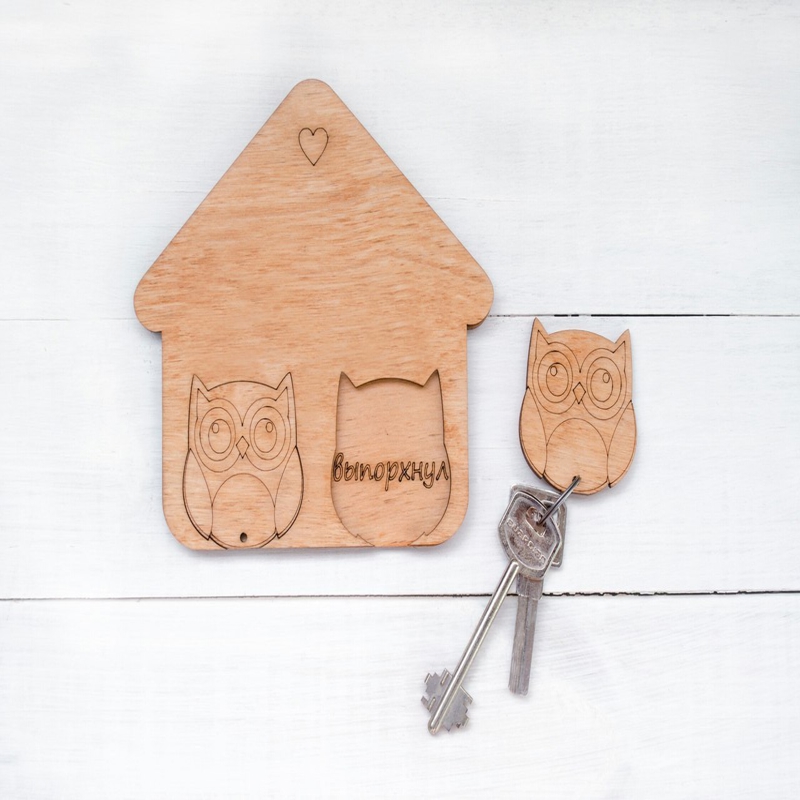 طرح جاکلیدی جغد مناسب برای استفاده در دستگاه های cnc چوب و cnc لیزر - laser cut owl key hanger template cdr file