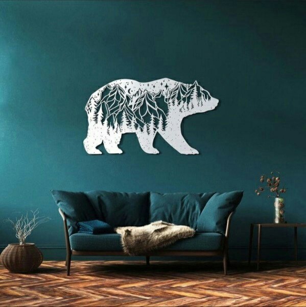 طرح خرس تزئینی دیواری مناسب برای استفاده در دستگاه های cnc چوب و cnc لیزر - laser cut decorative bear wall decor dxf file
