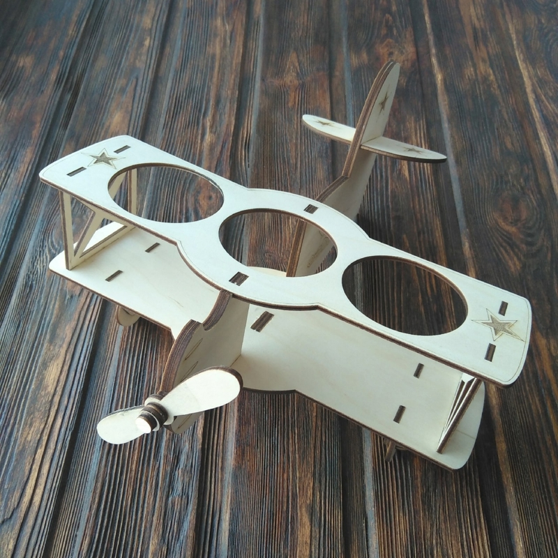 طرح جا لیوانی چوبی دو باله مناسب برای استفاده در دستگاه های cnc چوب و cnc لیزر - laser cut biplane wooden beer holder cdr file