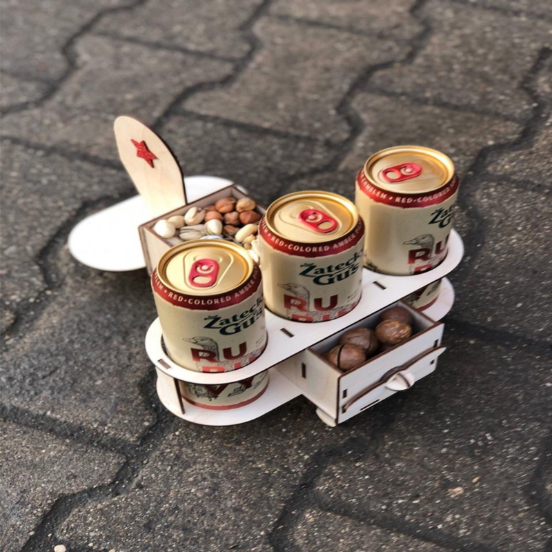 طرح جا لیوانی چوبی طرح هواپیما مناسب برای استفاده در دستگاه های cnc چوب و cnc لیزر - laser cut wooden beer holder airplane cdr file
