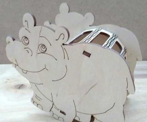 طرح جا مدادی هیپو مناسب برای استفاده در دستگاه های cnc چوب و cnc لیزر - laser cut hippo pencil holder desk organizer cdr file