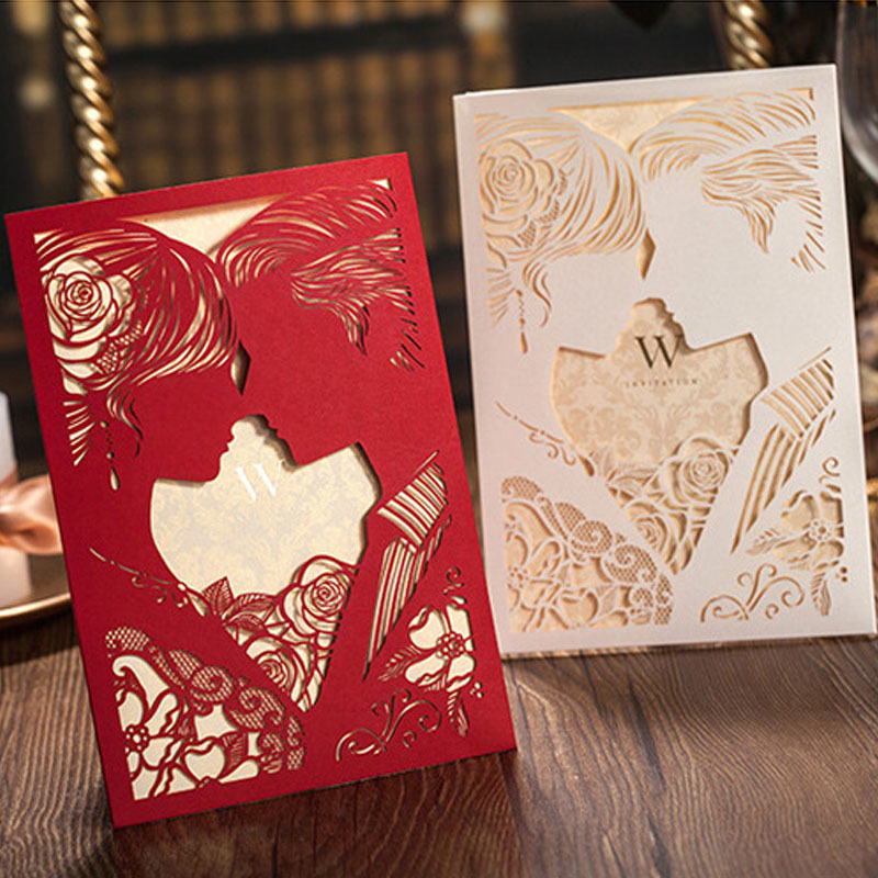 طرح کارت دعوت عروسی با فرمت کورل و - مناسب برای استفاده در دستگاه های cnc چوب و cnc لیزر - invitation card couple design laser cutting template cdr file