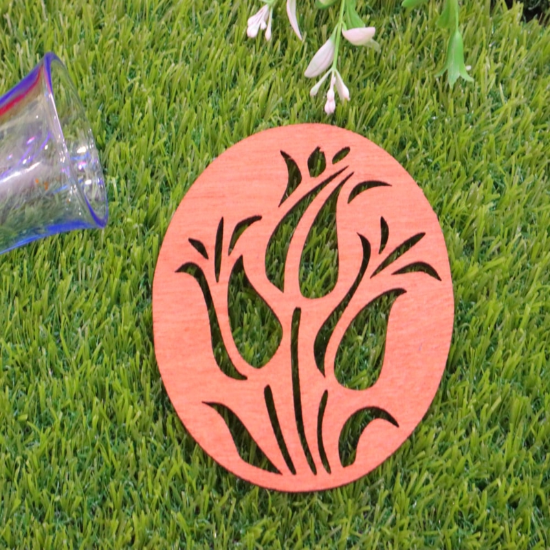 طرح زیرلیوانی لاله مناسب برای استفاده در دستگاه های cnc چوب و cnc لیزر - laser cut tulip coasters cdr file
