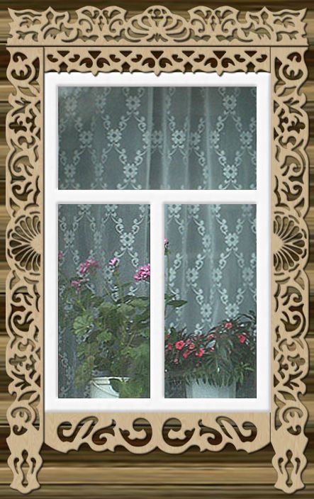 طرح پنجره چوبی با روکش نواری مناسب برای استفاده در دستگاه های cnc چوب و cnc لیزر - laser cut wooden window with platband cdr file