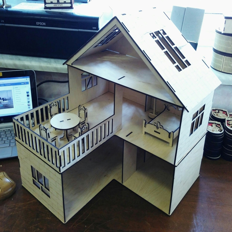 طرح خانه عروسکی چوبی برای بچه ها مناسب برای استفاده در دستگاه های cnc چوب و cnc لیزر - laser cut wooden dollhouse for kids dxf file