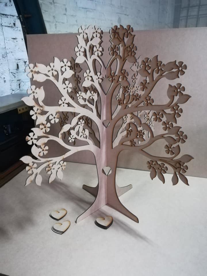 طرح دفتر مهمانان عروسی طرح درخت امضا مناسب برای استفاده در دستگاه های cnc چوب و cnc لیزر - laser cut signature tree wedding guest book cdr file