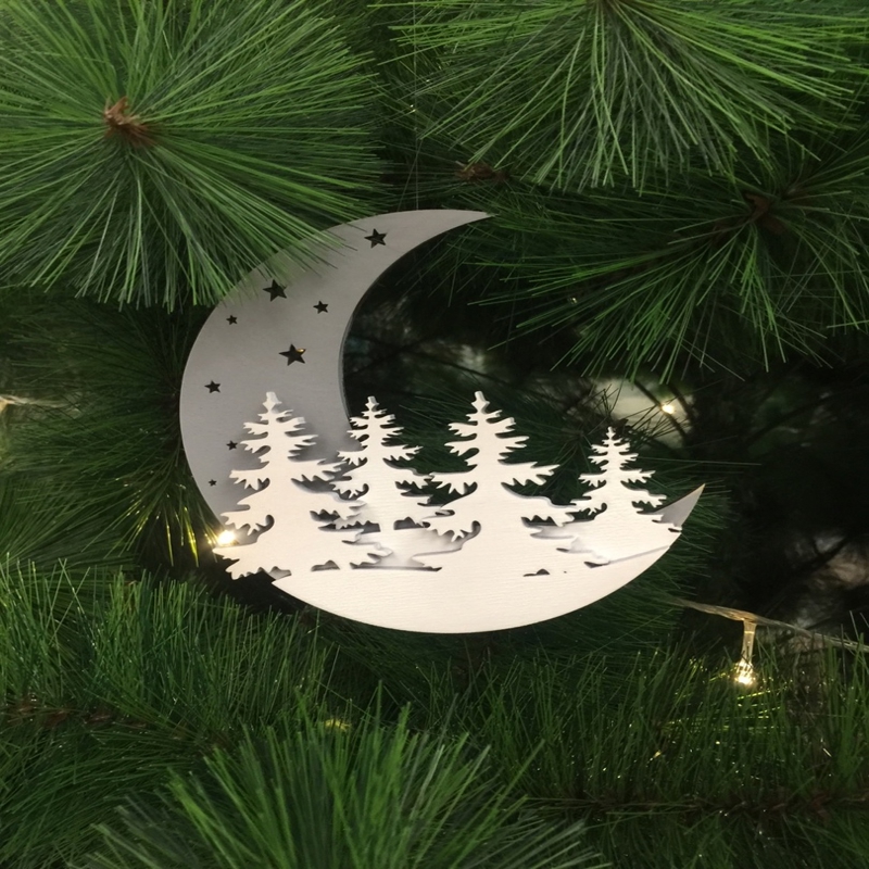 طرح ماه برای تزیین کریسمس مناسب برای استفاده در دستگاه های cnc چوب و cnc لیزر - laser cut moon christmas decoration cdr file