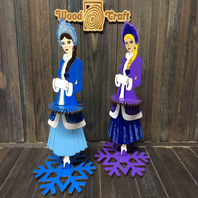 طرح جا دستمال سفره دختر برفی مناسب برای استفاده در دستگاه های cnc چوب و cnc لیزر - laser cut snow maiden napkin holder template cdr file