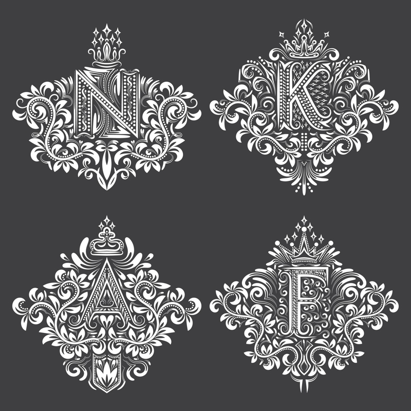 طرح مجموعه حروف گلدار دکور زینتی مناسب برای استفاده در دستگاه های cnc چوب و cnc لیزر - ornamental decor floral letter set eps file
