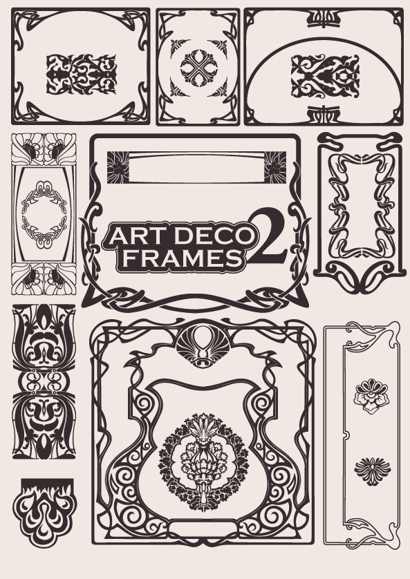 طرح قاب‌های آرت دکو مناسب برای استفاده در دستگاه های cnc چوب و cnc لیزر - art deco frames eps file