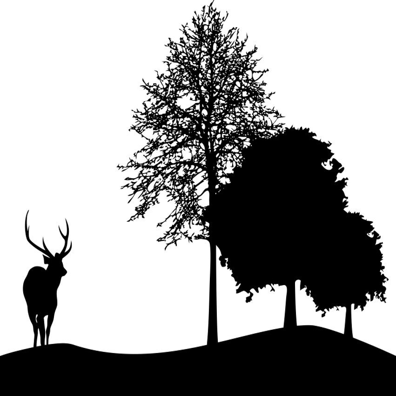 طرح سیلوئت گوزن و درخت مناسب برای استفاده در دستگاه های cnc چوب و cnc لیزر - deer and tree silhouette dxf file
