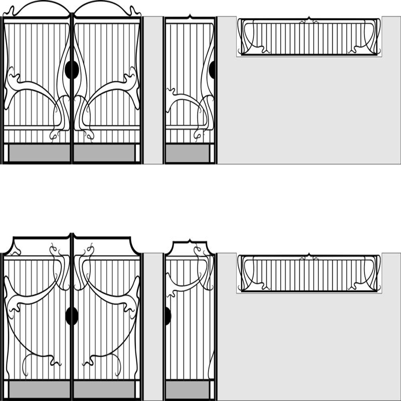 طرح فایل وکتور هنری دروازه فرفورژه مناسب برای استفاده در دستگاه های cnc چوب و cnc لیزر - wrought iron gate vector art cdr file