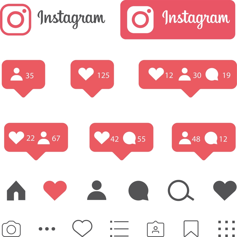 طرح آیکون های لایک اینستاگرام مناسب برای استفاده در دستگاه های cnc چوب و cnc لیزر - instagram like icons cdr file