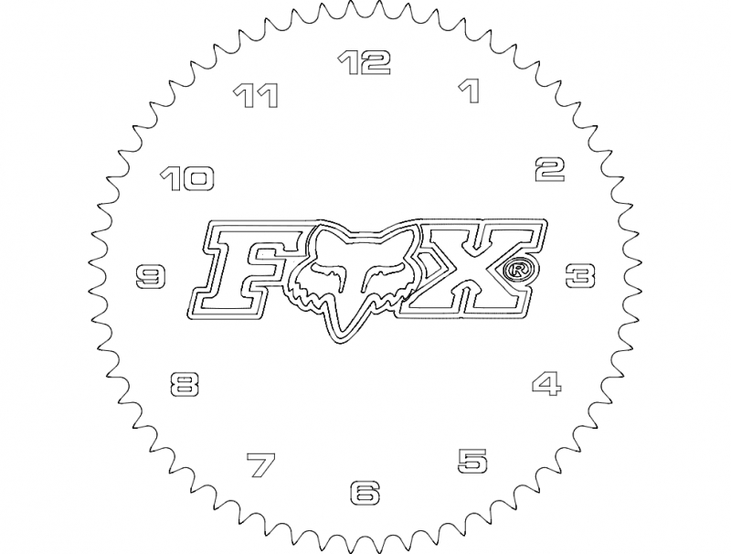 طرح ساعت فاکس ام ایکس مناسب برای استفاده در دستگاه های cnc چوب و cnc لیزر - fox mx clock dxf file