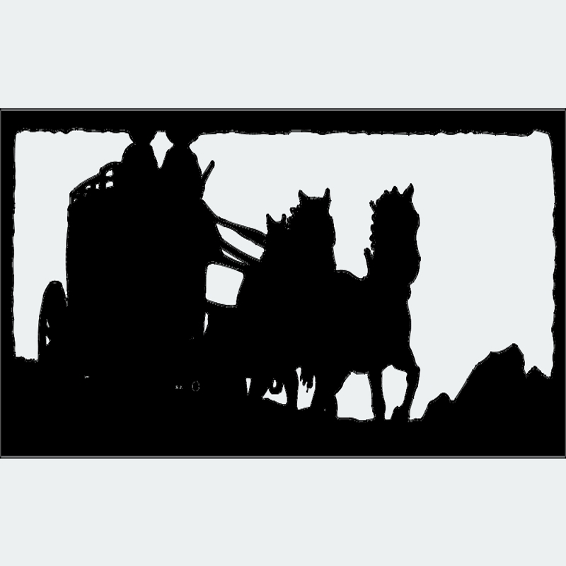 طرح کالسکه طرح دو اسب مناسب برای استفاده در دستگاه های cnc چوب و cnc لیزر - two up horse drawn stagecoach dxf file
