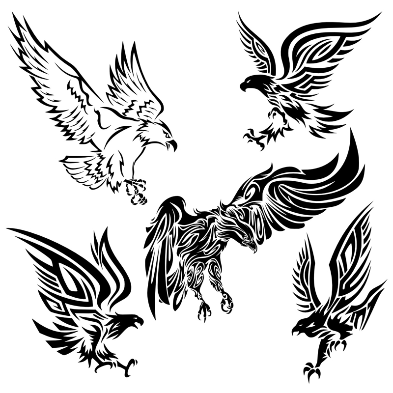 طرح مجموعه وکتور عقاب قبیله‌ای مناسب برای استفاده در دستگاه های cnc چوب و cnc لیزر - tribal eagle vectors set cdr file