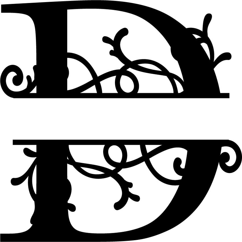 طرح مونوگرام دو تکه مناسب برای استفاده در دستگاه های cnc چوب و cnc لیزر - split monogram letter d dxf file
