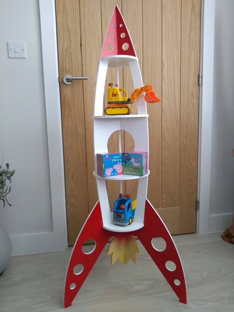 طرح قفسه موشکی قفسه های مهد کودک طرح گل مناسب برای استفاده در دستگاه های cnc چوب و cnc لیزر - laser cut rocket shelf kids nursery shelves cdr file