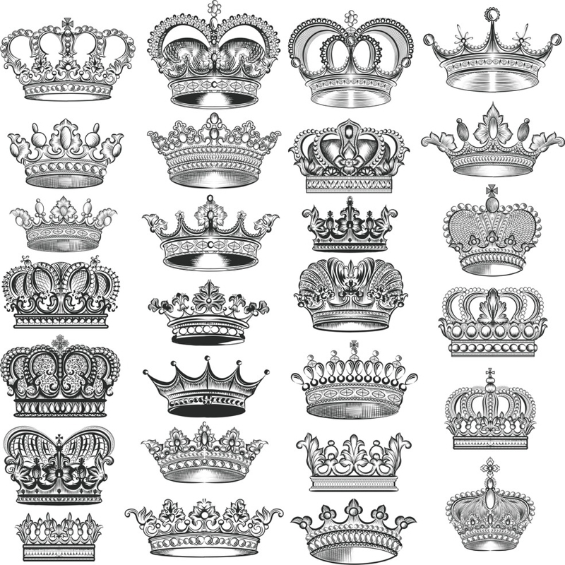 طرح مجموعه وکتور تاج‌ها، مناسب برای استفاده در دستگاه های cnc چوب و cnc لیزر - crowns vector set cdr file
