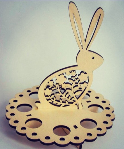 طرح جای تخم مرغ عید پاک طرح خرگوش مناسب برای استفاده در دستگاه های cnc چوب و cnc لیزر - laser cut easter egg bunny holder cdr file