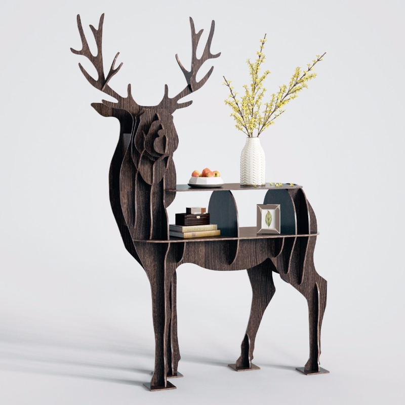 طرح قفسه کتابخانه گوزن مناسب برای استفاده در دستگاه های cnc چوب و cnc لیزر - laser cut deer bookcase shelf cdr file